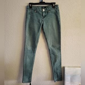 Vintage Royal Blue RB Teal Green Low Rise Skinny Jeans